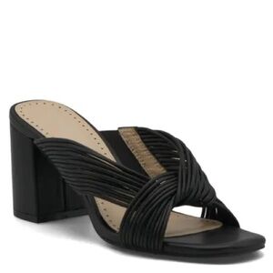 NEW! Adrienne Vittadini Black Annalee Block Heel Mule Sandal - Size 12